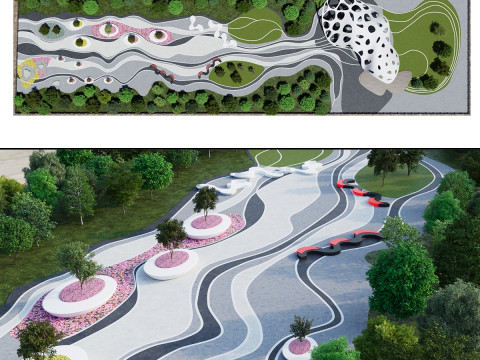 Modern City park 3D scene 3D Model