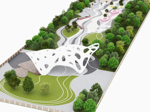 Modern City park 3D scene Modelo 3D