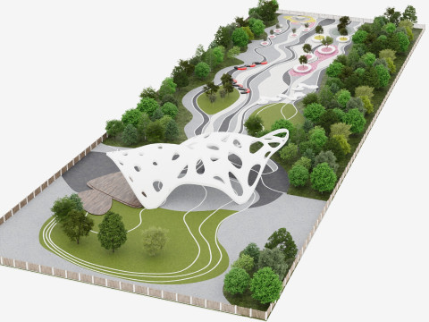 Modern City park 3D scene Modelo 3D