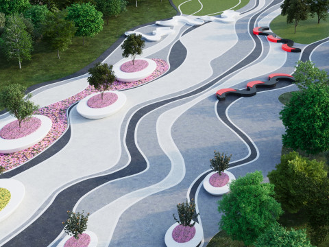 Modern City park 3D scene Modelo 3D