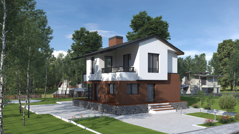 Highly detailed 3d scene of modern House with garden landscape 3D 模型 .c4d .max .obj .3ds .fbx .stl .blend