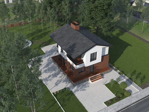 Highly detailed 3d scene of modern House with garden landscape 3D 模型