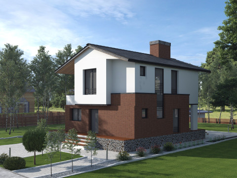 Highly detailed 3d scene of modern House with garden landscape 3D 模型