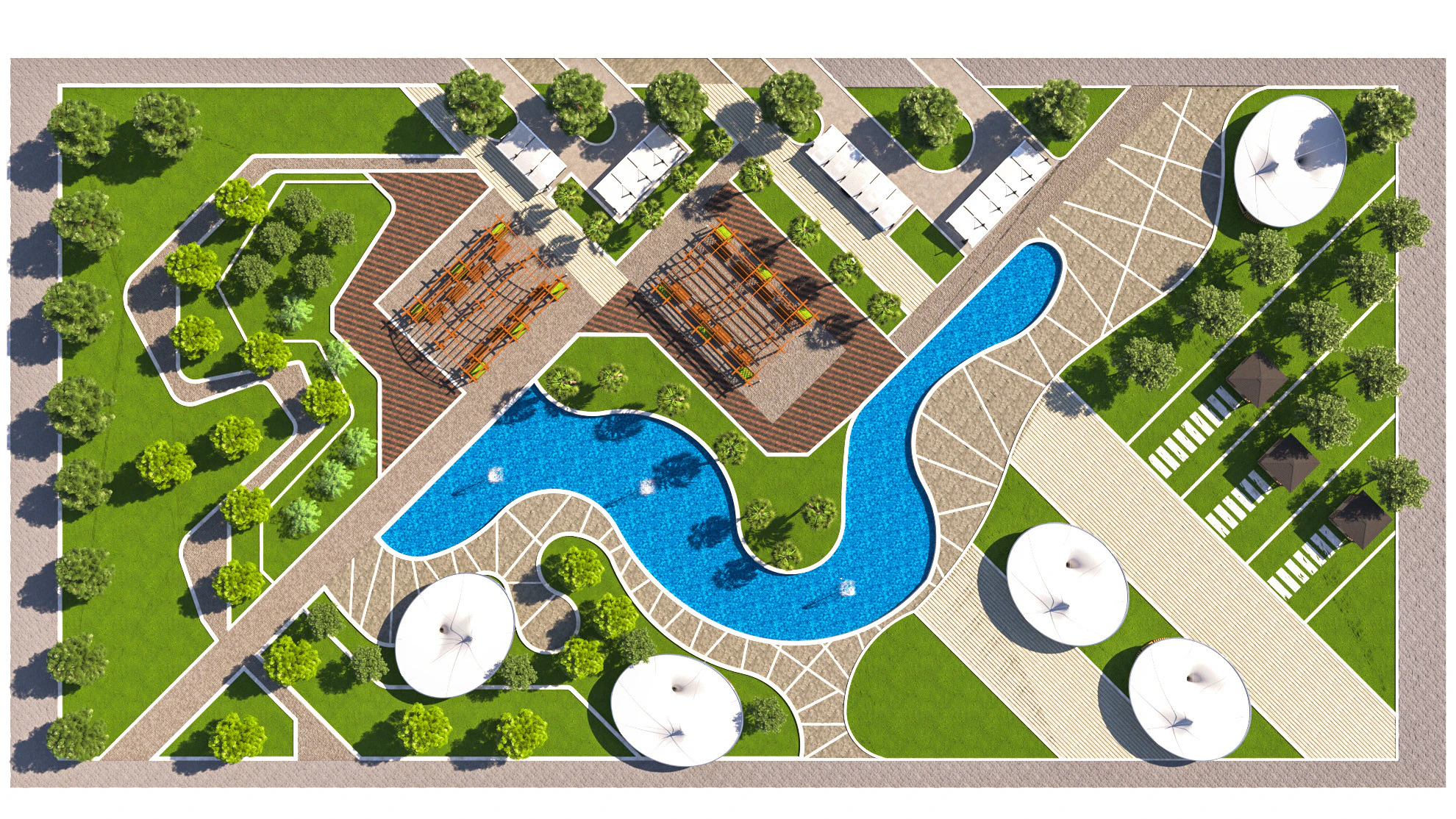Modern Park and Recreation Area 3D Model .c4d .max .obj .3ds .fbx .stl .blend 