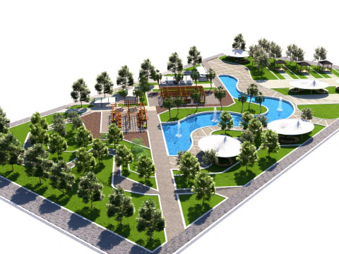 Modern Park and Recreation Area 3D Model