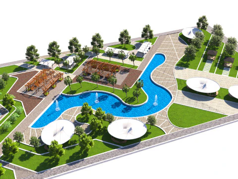 Modern Park and Recreation Area 3D Model