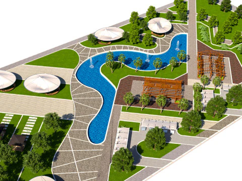 Modern Park and Recreation Area 3D Model