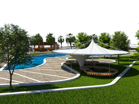 Modern Park and Recreation Area 3D Model