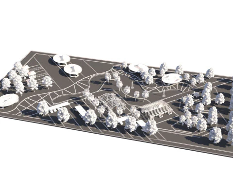 Modern Park and Recreation Area 3D Model