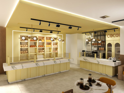 Modern Coffee Shop Bakery 3D Model