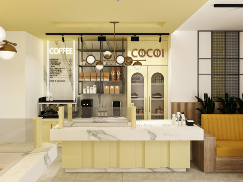Modern Coffee Shop Bakery 3D Model