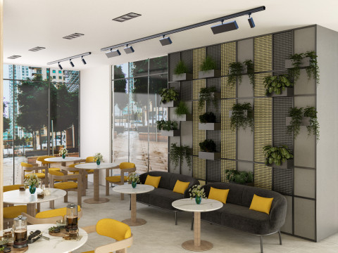 Modern Coffee Shop Bakery 3D Model