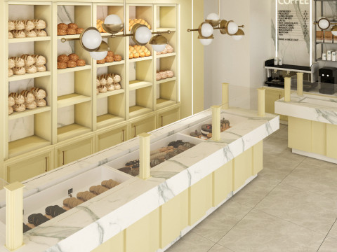 Modern Coffee Shop Bakery 3D Model