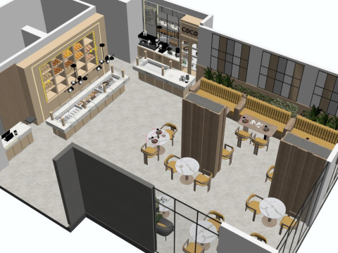 Modern Coffee Shop Bakery 3D Model