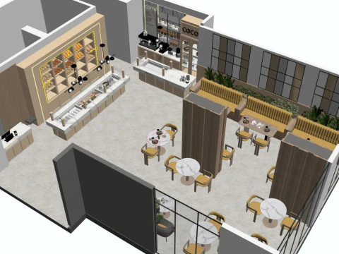 Panetteria moderna della caffetteria Modello 3D