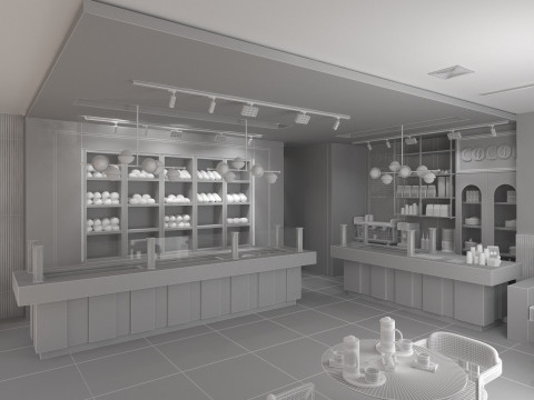 Modern Coffee Shop Bakery 3D Model