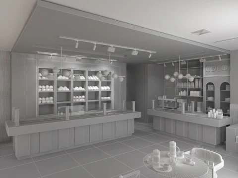 Panetteria moderna della caffetteria Modello 3D