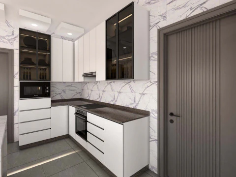 Moderne Küche mit Insel 3D Modell