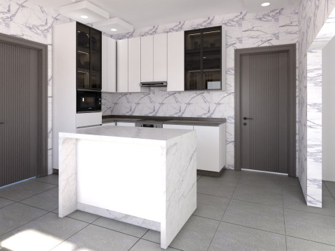 Modern Kitchen with Island 3D Model