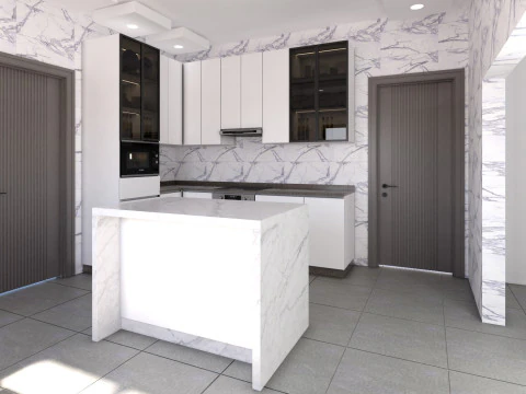 Modern Kitchen with Island 3D Model