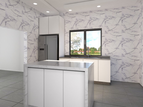 Modern Kitchen with Island 3D Model