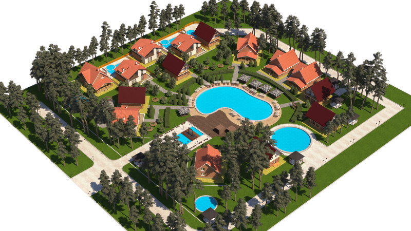 Luxurious Forest Resort Village - High-Detail Modelo 3D .c4d .max .obj .3ds .fbx .stl .blend