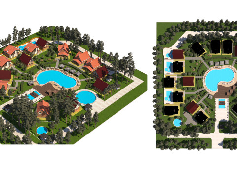 Luxurious Forest Resort Village - High-Detail Modelo 3D
