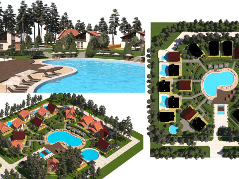 Luxurious Forest Resort Village - High-Detail Modelo 3D