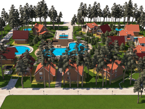 Luxurious Forest Resort Village - High-Detail Modelo 3D