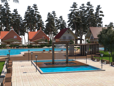 Luxurious Forest Resort Village - High-Detail Modelo 3D