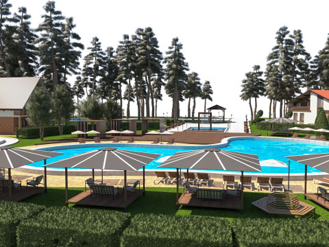 Luxurious Forest Resort Village - High-Detail Modelo 3D