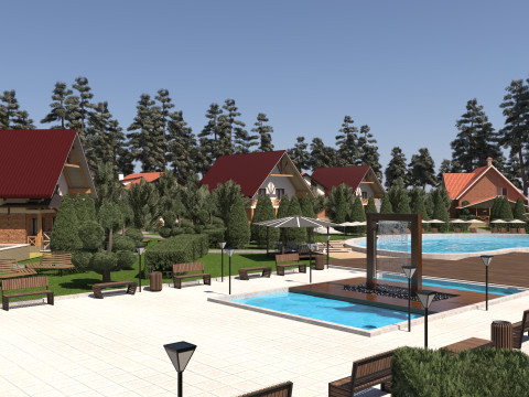 Luxurious Forest Resort Village - High-Detail Modelo 3D
