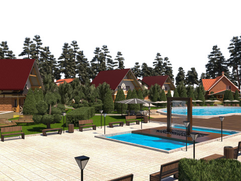 Luxurious Forest Resort Village - High-Detail Modelo 3D