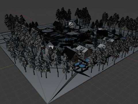 Luxurious Forest Resort Village - High-Detail Modelo 3D