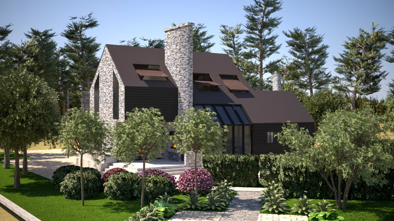 Modern Stone Wood Luxury Villa with Pool full 3d scene Model 3D .c4d .max .obj .3ds .fbx .stl .blend 