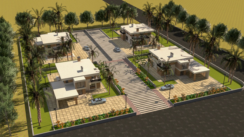 Game-Ready Modern Tropical Housing Development Scene Model 3D .c4d .max .obj .3ds .fbx .stl .blend
