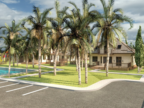 Tropical Villa Complex 3D Scene Model 3D