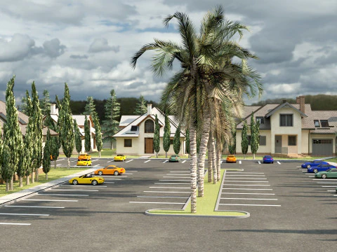 Tropical Villa Complex 3D Scene 3D Model