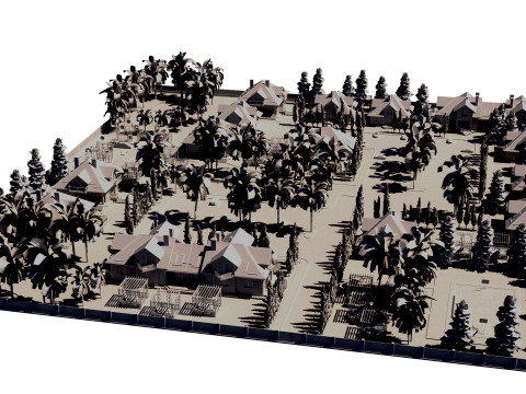 Tropical Villa Complex 3D Scene 3D Модель