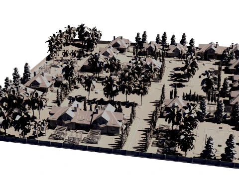 Tropical Villa Complex 3D Scene 3D Model