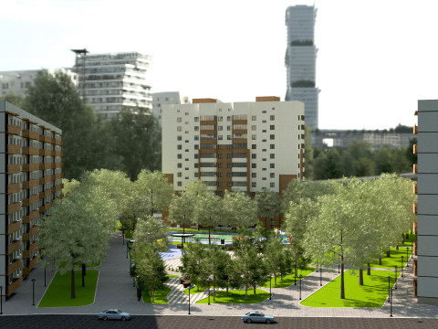 Patio de bloque residencial moderno listo para jugar Modelo 3D