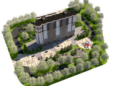 Site de torre residencial premium pronto para Archviz Modelo 3D