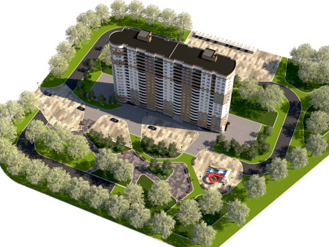 Site de torre residencial premium pronto para Archviz Modelo 3D