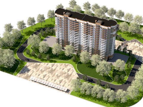 Site de torre residencial premium pronto para Archviz Modelo 3D