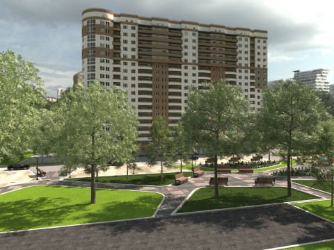 Site de torre residencial premium pronto para Archviz Modelo 3D