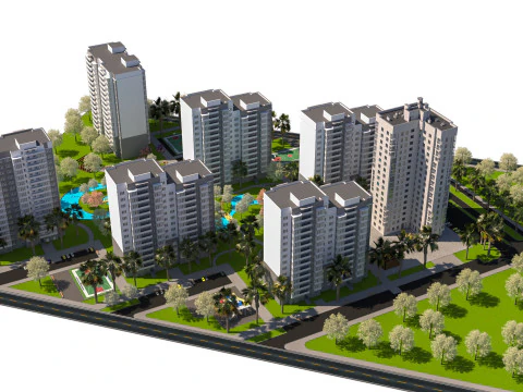 Modern Apartment Complex 3D Model