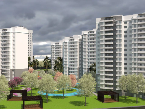 Modern Apartment Complex 3D Model