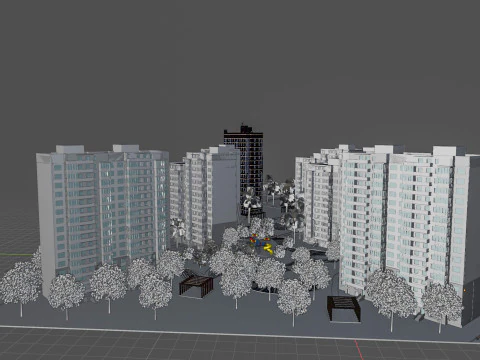 Modern Apartment Complex 3D Model