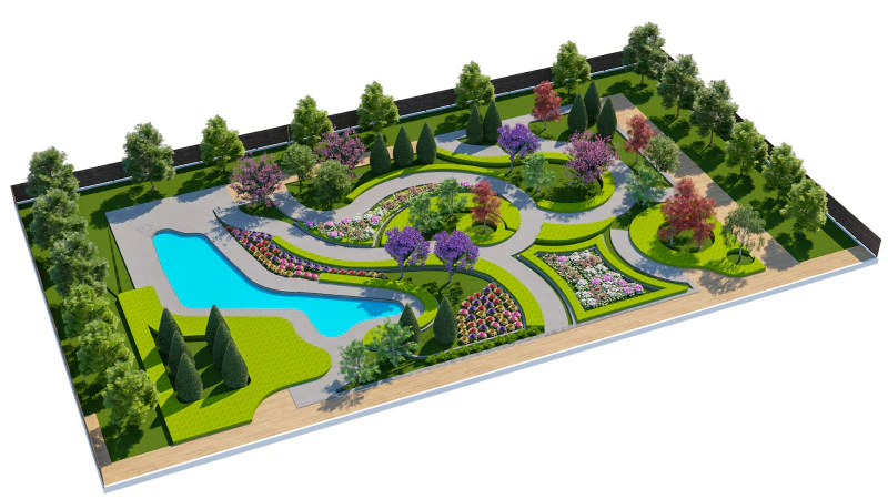 Ботанический вихревой сад 3D Модель .c4d .max .obj .3ds .fbx .stl .blend 