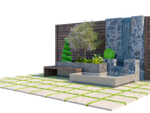 모던 젠 가든 워터 피처 3D 모델